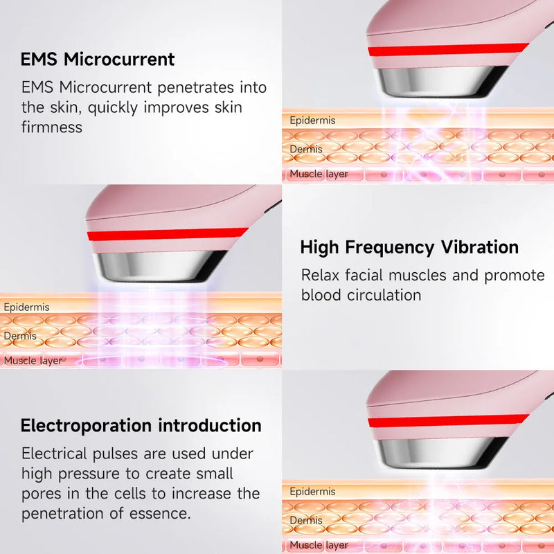 Booster Pro LED Facial Light Therapy 5 Cores Varinha de Beleza para os Olhos Massageador de Olhos com Luz Vermelha para Ferramenta de Rejuvenescimento da Pele