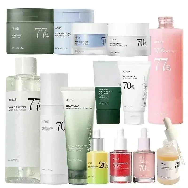 Conjunto de cuidados com a pele Korean Heartleaf Anua, essência antienvelhecimento, emulsão tônica hidratante, limpeza profunda para linhas finas, limpador facial