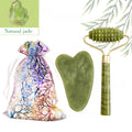 Pó de quartzo rosa, rolo de cristal de jade, massagem spa, massageadores faciais rosa, gua sha, pedra natural, guasha, ferramenta de beleza, lifting facial