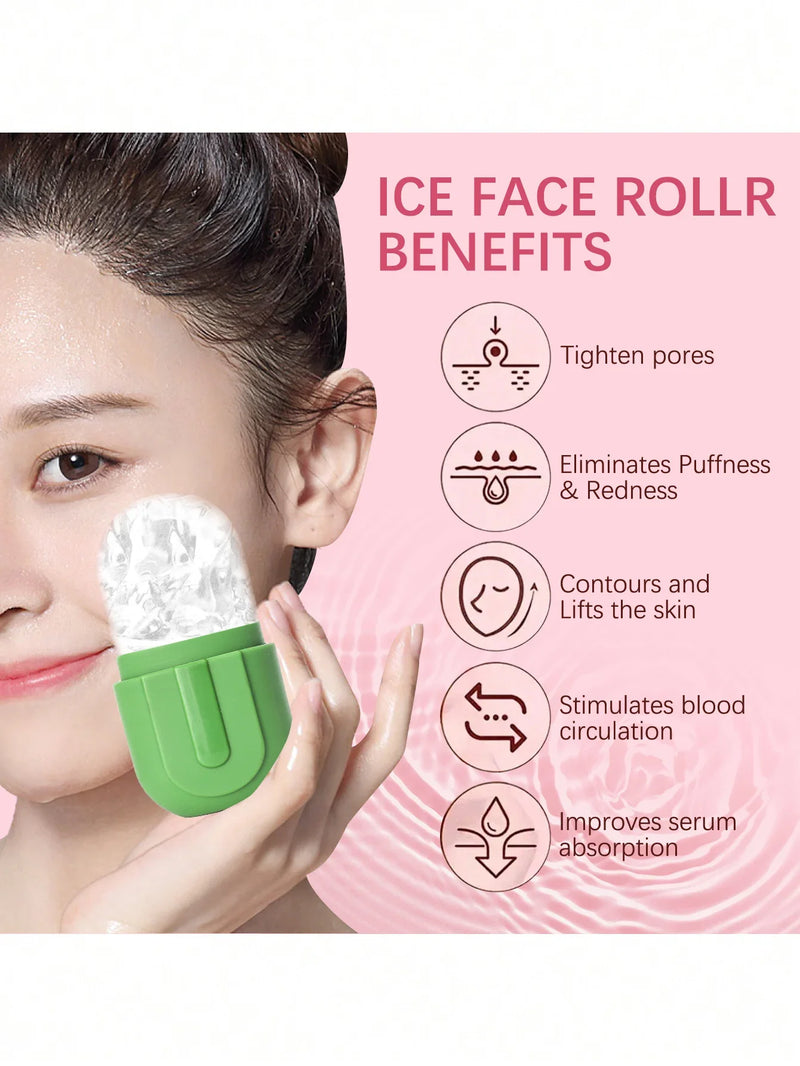 Rolo de gelo para rosto e olhos com formato de costas aprimorado - Massageador facial para cuidados com a pele - Molde de gelo de silicone reutilizável para uma pele fresca e fresca