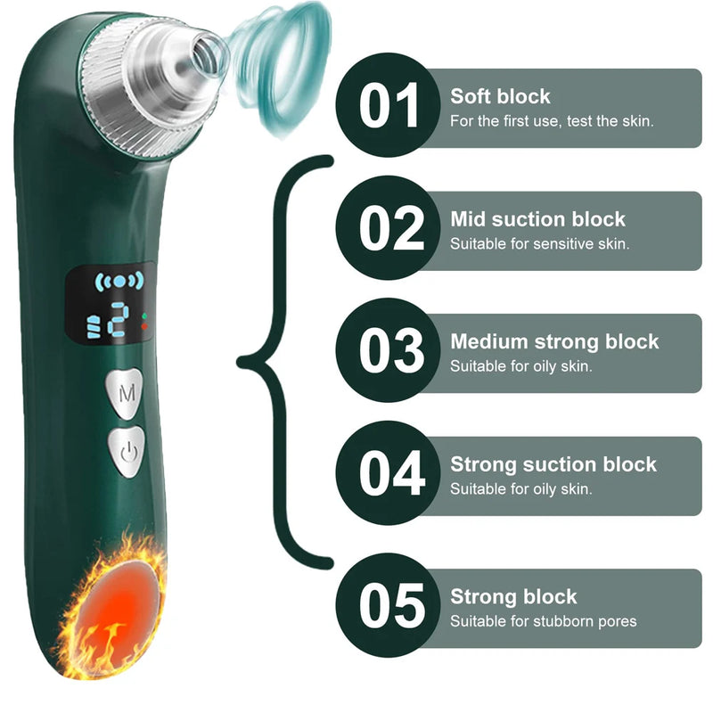 AOKO Removedor de Cravos, Câmera de Vácuo para Poros, Limpador de Poros, Removedor de Acne, Aquecimento Elétrico, Limpeza Profunda do Nariz e Rosto, Microscópio Wi-Fi