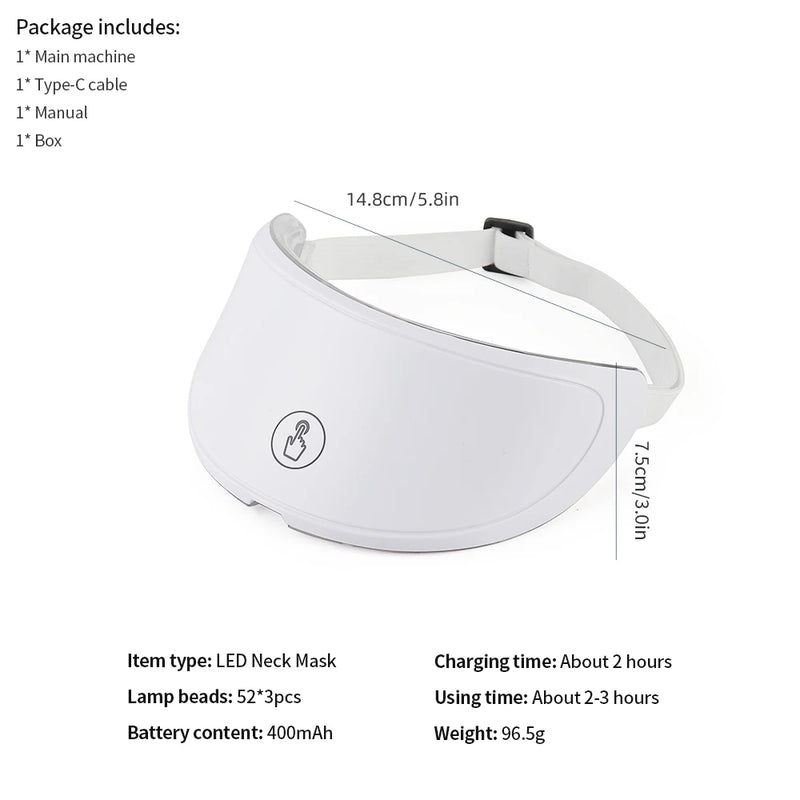 Máscara facial de LED de 7 cores com pescoço, máscara de terapia de luz vermelha para firmamento da pele, lifting, antienvelhecimento, bio-luz, beleza, clareamento, casa