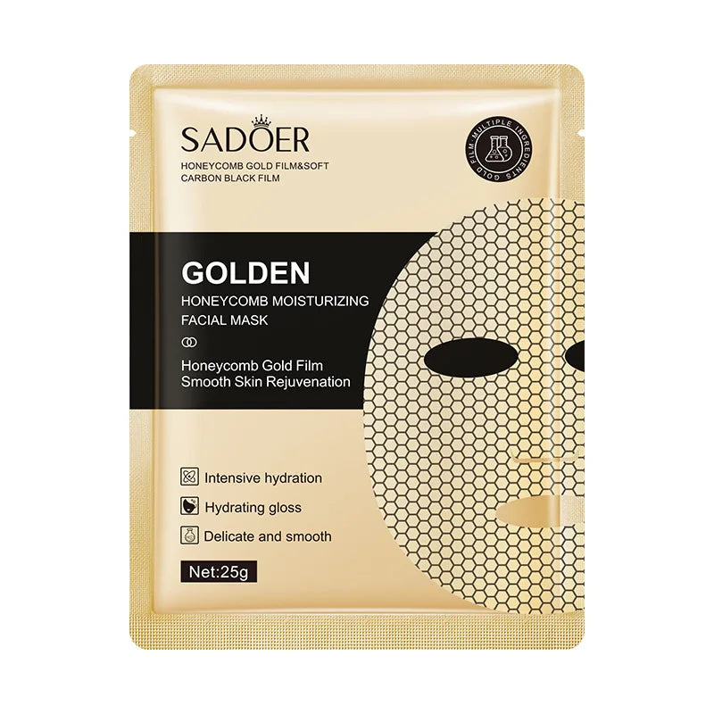 10 peças SADOER 24K Gold Máscaras Faciais Hidratantes para cuidados com a pele Firmeza Nutrição Suavidade Rejuvenescimento da Pele Máscara Facial Folhas Máscara