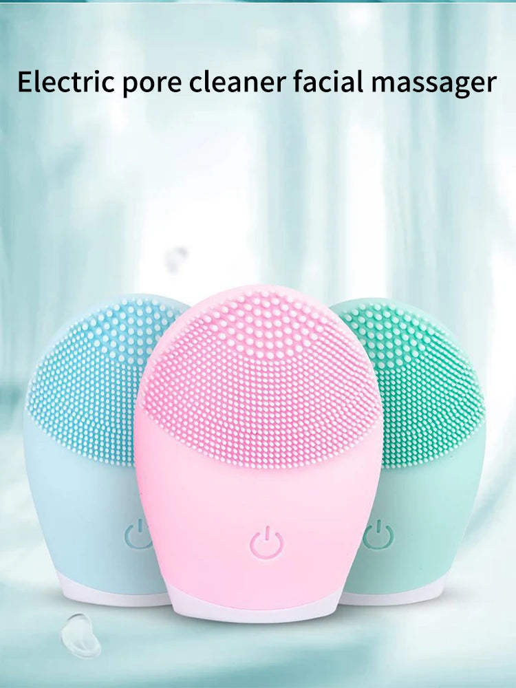 Limpador facial elétrico de silicone, massageador, ferramenta de massagem para cuidados com a pele, máquina de beleza, limpeza vibratória dos poros, massa auto-fornecida
