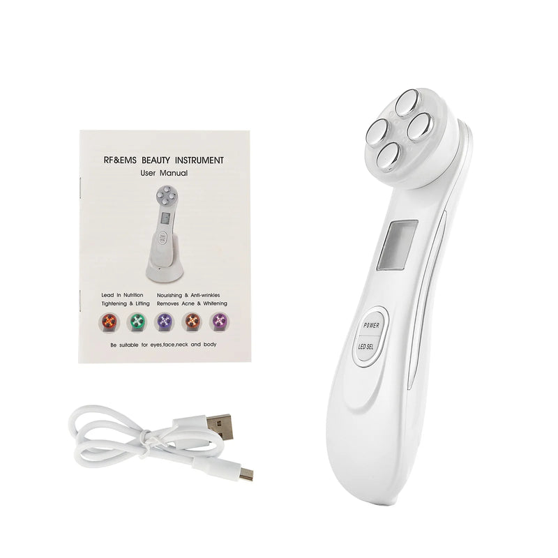 5 em 1 RF Radiofrequência EMS Eletroporação LED Fóton Dispositivo de Beleza Lifting de Pele Firme Anti-Rugas Cuidados com a Pele Massageador Facial