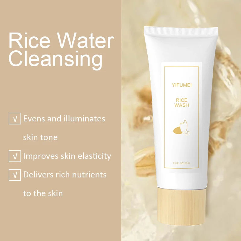 Espuma de limpeza facial coreana de arroz para cuidados com a pele, hidratante, iluminador e rejuvenescedor, limpador facial, cuidados com a pele coreanos originais